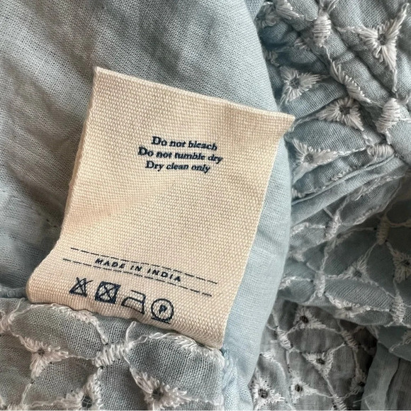 SMR Days Eyelet Flat Front Beach Shorts Light Blue White Large Spring Casual - Picture 5 of 5